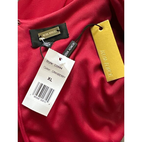 NWT Alexia Admor Red Jumpsuit Pleated Long Sleeves One-Piece Slimming Size XL - Picture 5 of 5